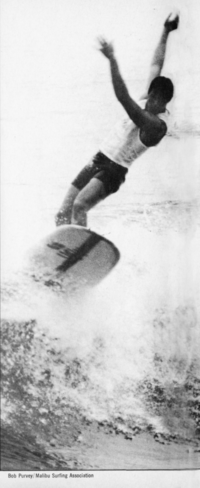 Bob Purvey rolling off the lip at San Miguel contest. 1967